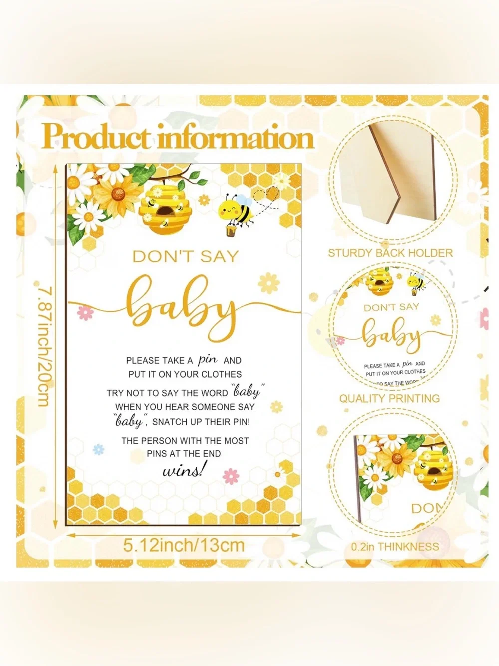 Honey Bee-Themed Baby Shower Game Kit